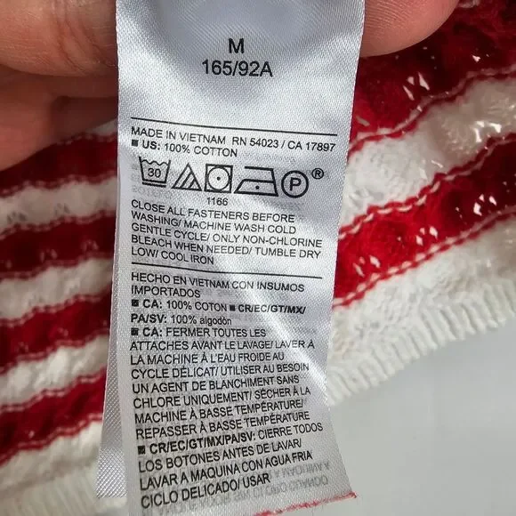 Old Navy Button Down Crochet Sweater in Red Stripe - Size M - Picture 8 of 11
